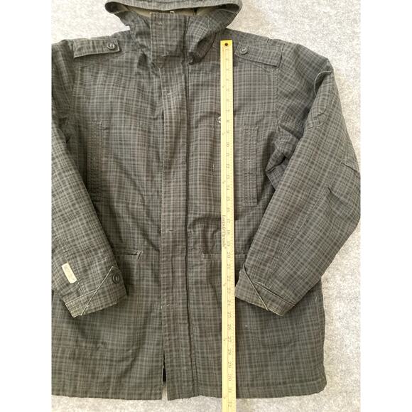 VTG Y2K DC Shoe Company Parka Coat Winter Plaid Hooded Large Grunge - Picture 3 of 13